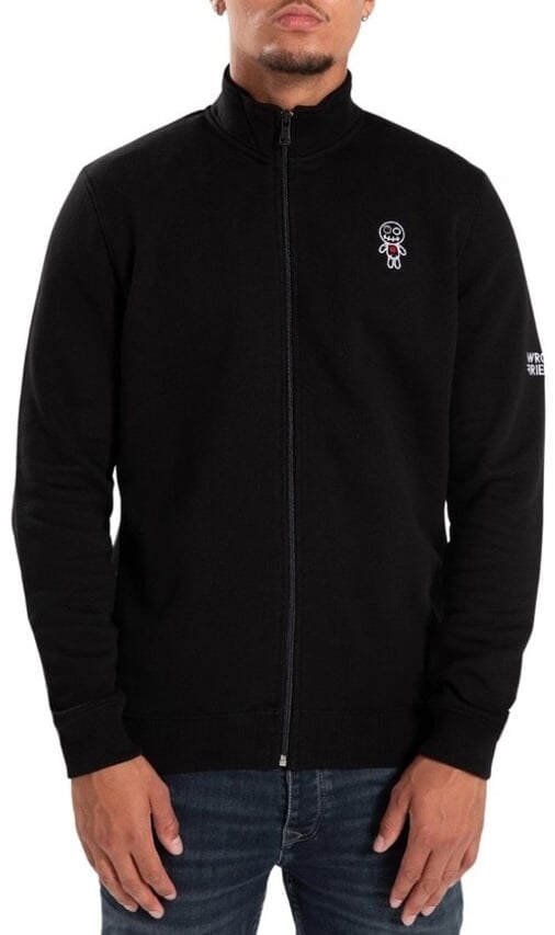 Wrong Friends WELS FULL ZIPPED SWEATER - BLACK Zwart