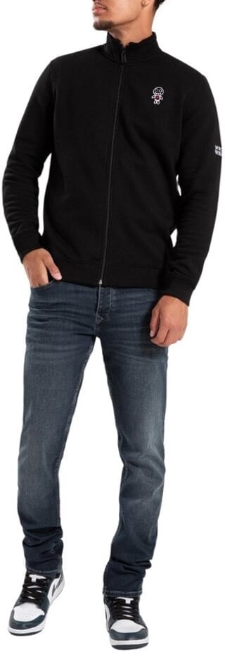 Wrong Friends WELS FULL ZIPPED SWEATER - BLACK Zwart