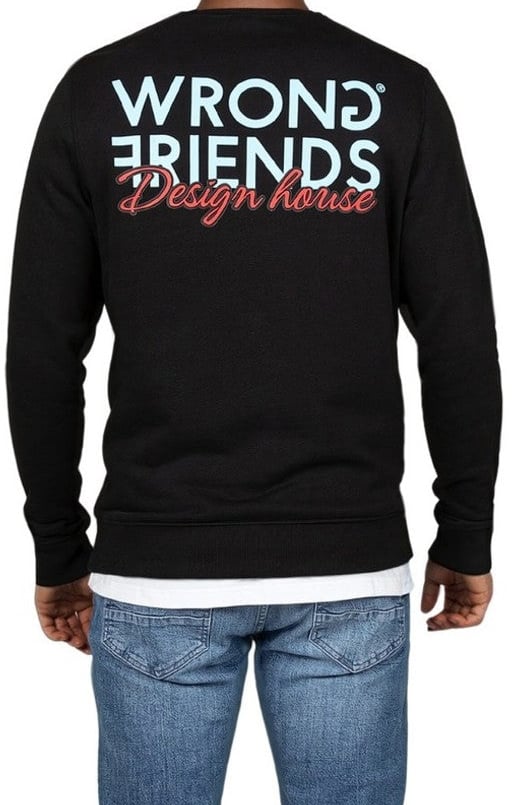 Wrong Friends WF DESIGN HOUSE SWEATER - BLACK Zwart