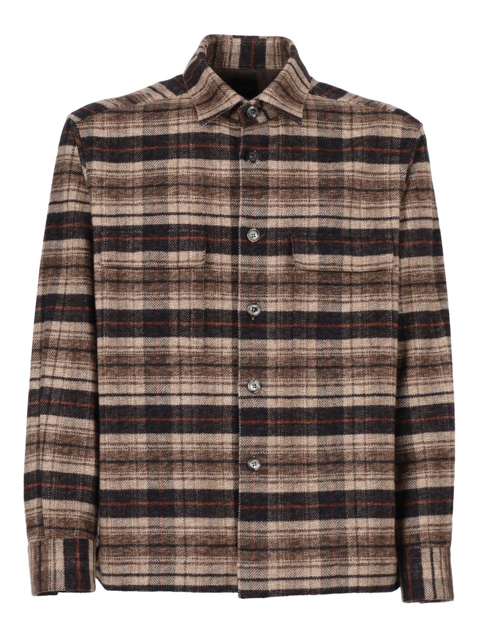 Xacus Plaid Button-Up Shirt with Stand Collar and Chest Pockets Grijs