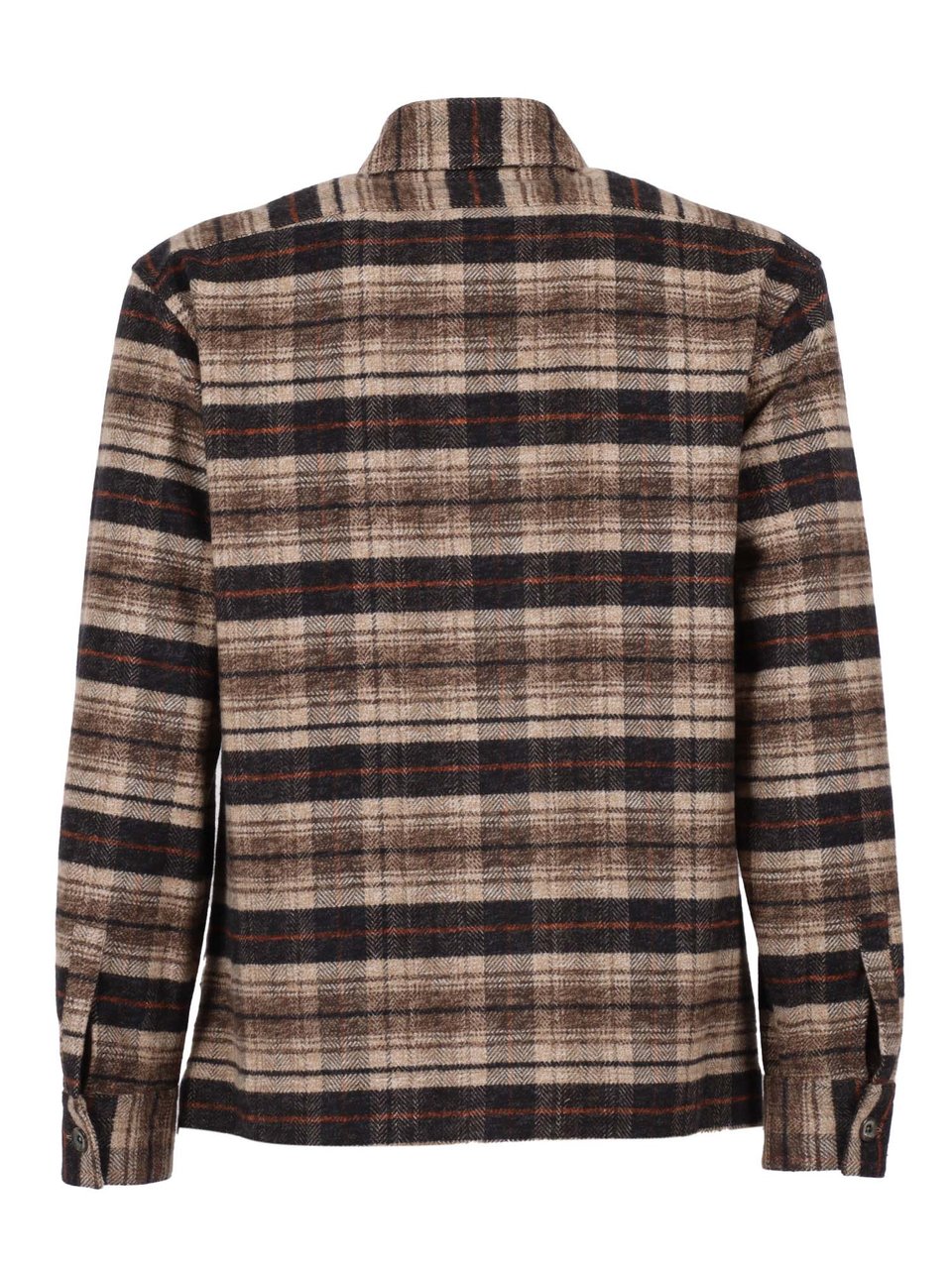 Xacus Plaid Button-Up Shirt with Stand Collar and Chest Pockets Grijs