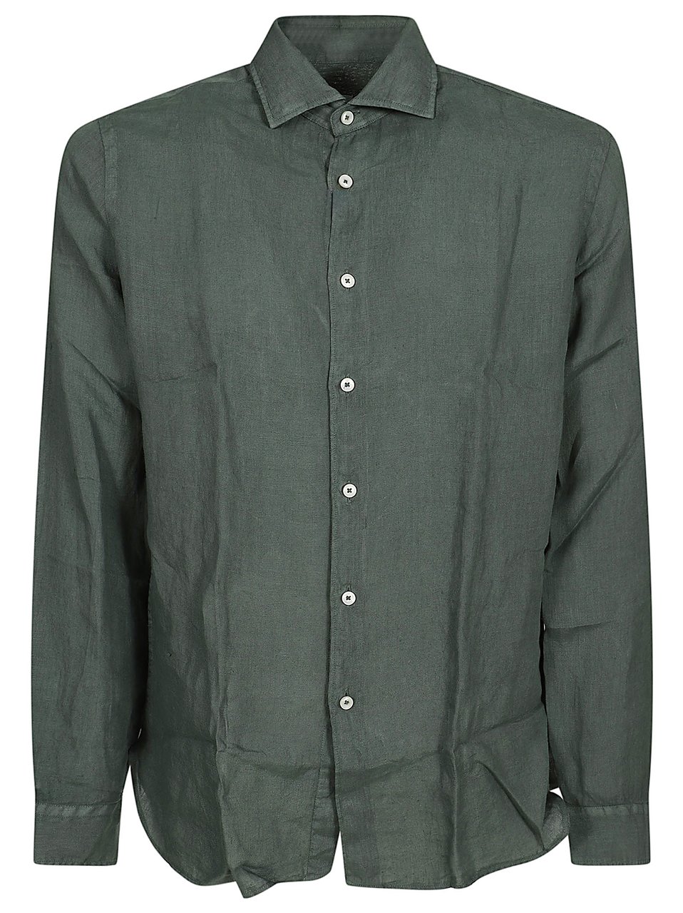 Xacus Linen Long-Sleeved Shirt With Button-Down Front And Classic Collar Grijs