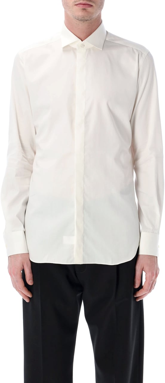 Xacus Xacus white shirt with French collar Neutraal