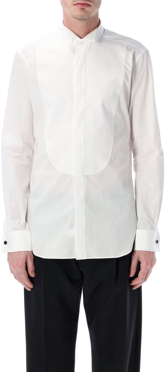 Xacus Xacus white plastron formal shirt Wit