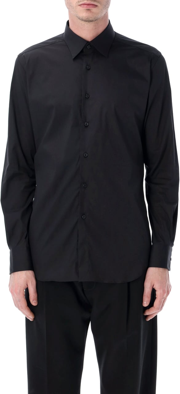 Xacus Xacus stretch cotton classic shirt Zwart