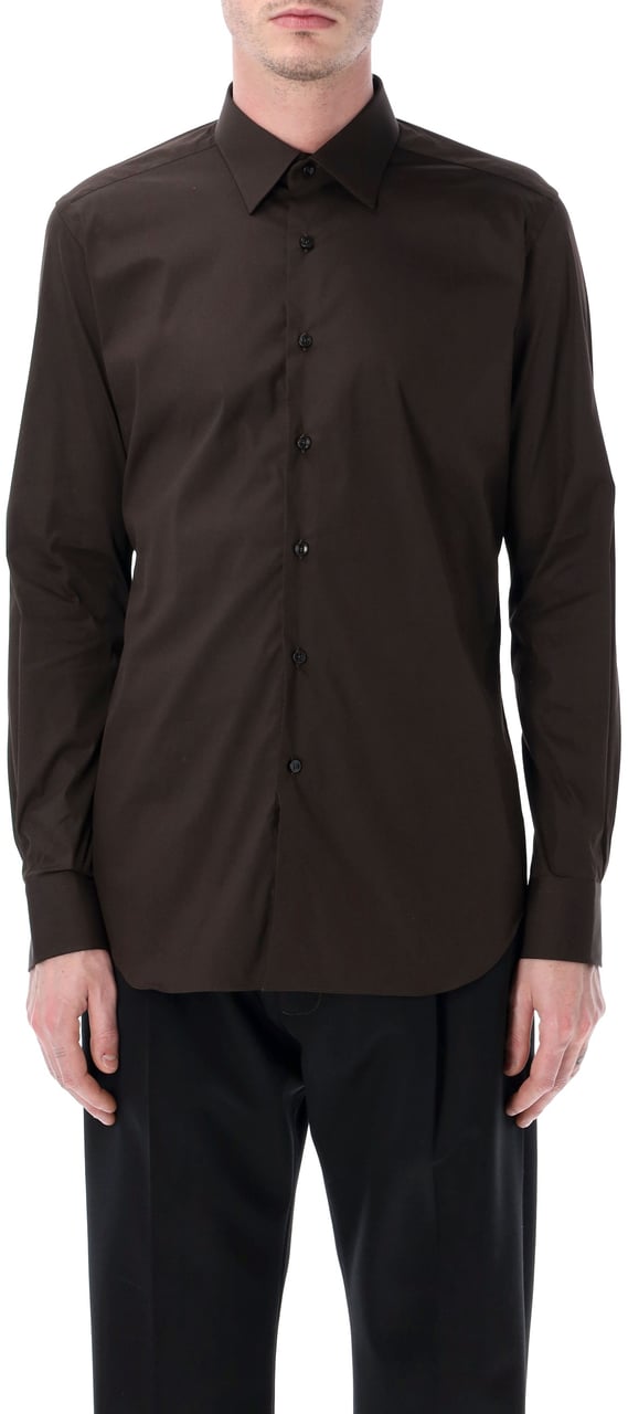 Xacus Xacus stretch cotton classic shirt Bruin