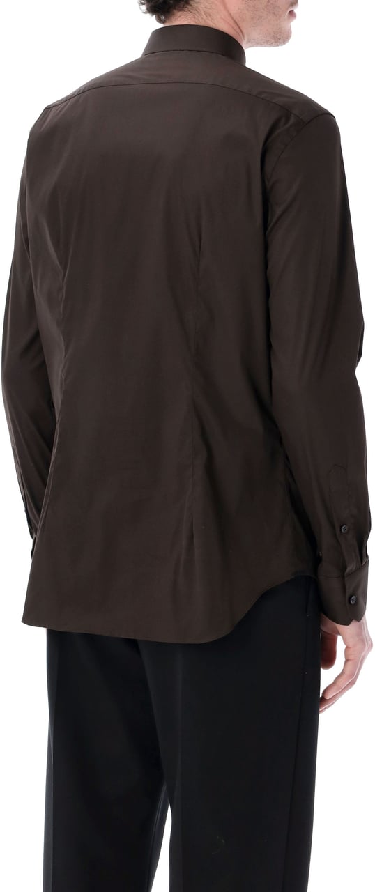 Xacus Xacus stretch cotton classic shirt Bruin