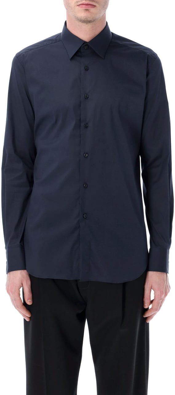 Xacus Xacus stretch cotton classic shirt Blauw