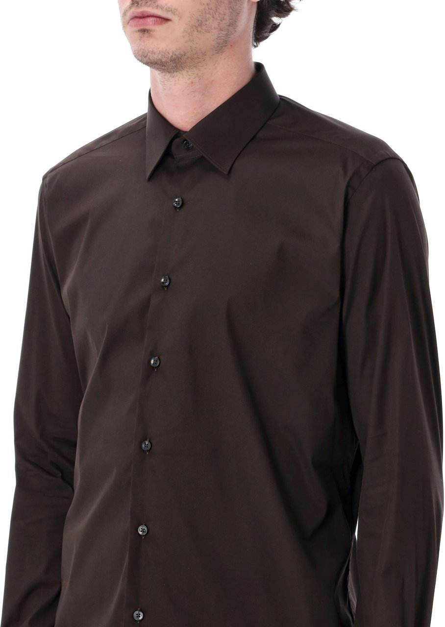 Xacus Xacus stretch cotton classic shirt Bruin