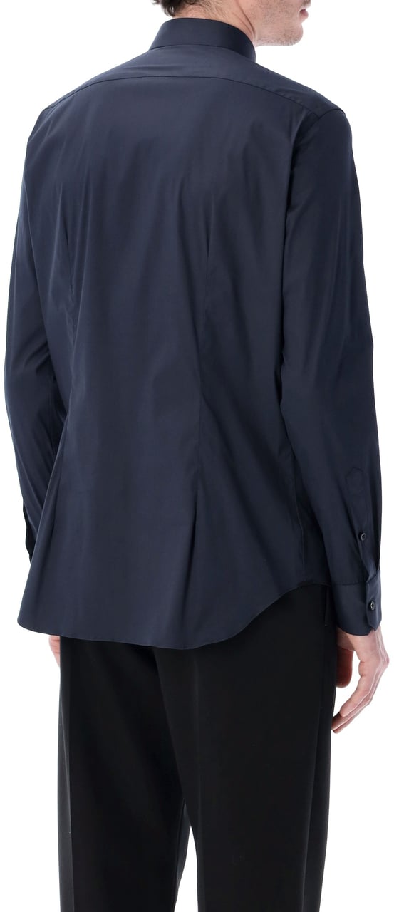 Xacus Xacus stretch cotton classic shirt Blauw