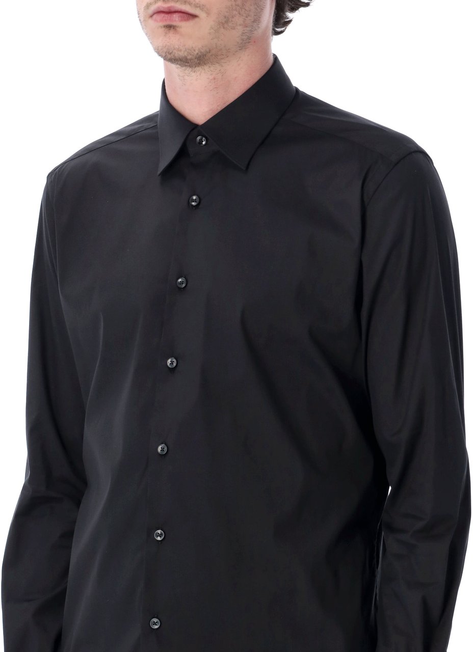 Xacus Xacus stretch cotton classic shirt Zwart