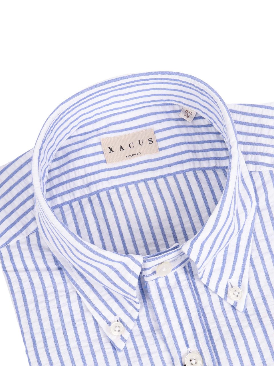Xacus Light Blue Striped Casual Shirt Wit