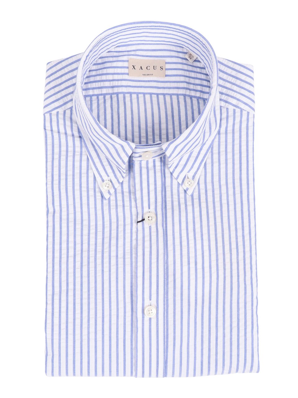 Xacus Light Blue Striped Casual Shirt Wit