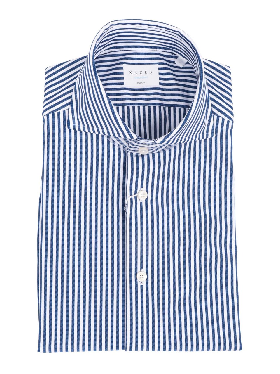 Xacus Vertical Striped Dress Casual Shirt Blauw