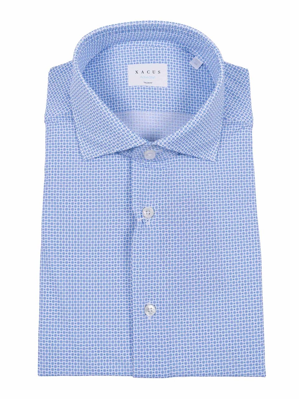 Xacus Light Blue Geometric Dress Casual Shirt Blauw