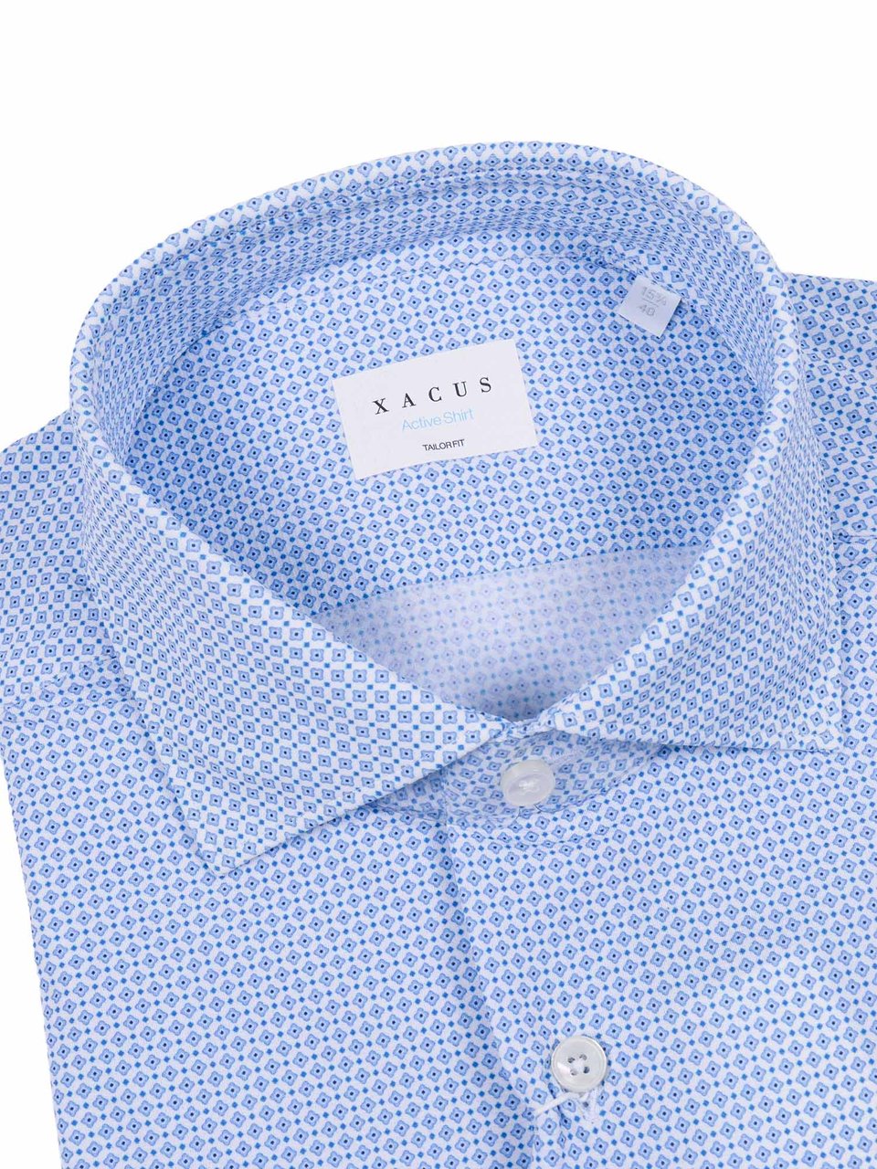 Xacus Light Blue Geometric Dress Casual Shirt Blauw