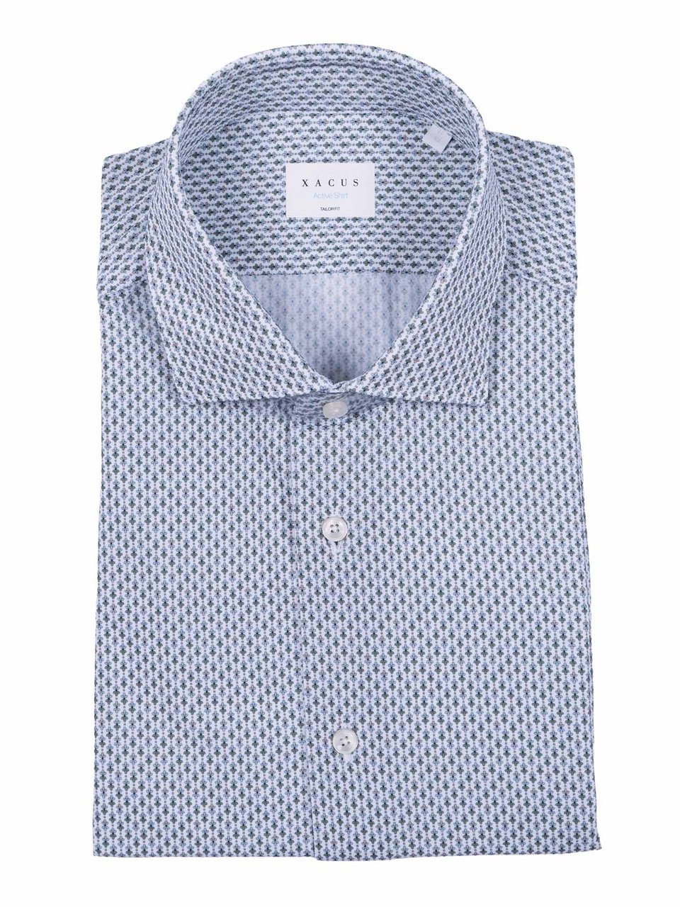 Xacus Geometric Pattern Classic Casual Shirt Blauw