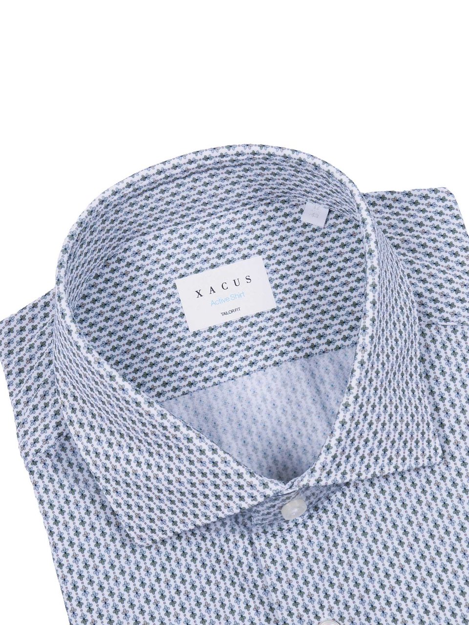 Xacus Geometric Pattern Classic Casual Shirt Blauw