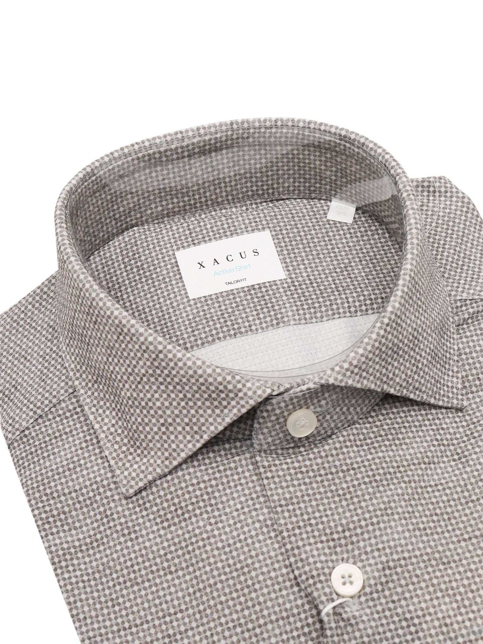 Xacus Checkered Casual Shirt with Classic Collar and Button Front Grijs
