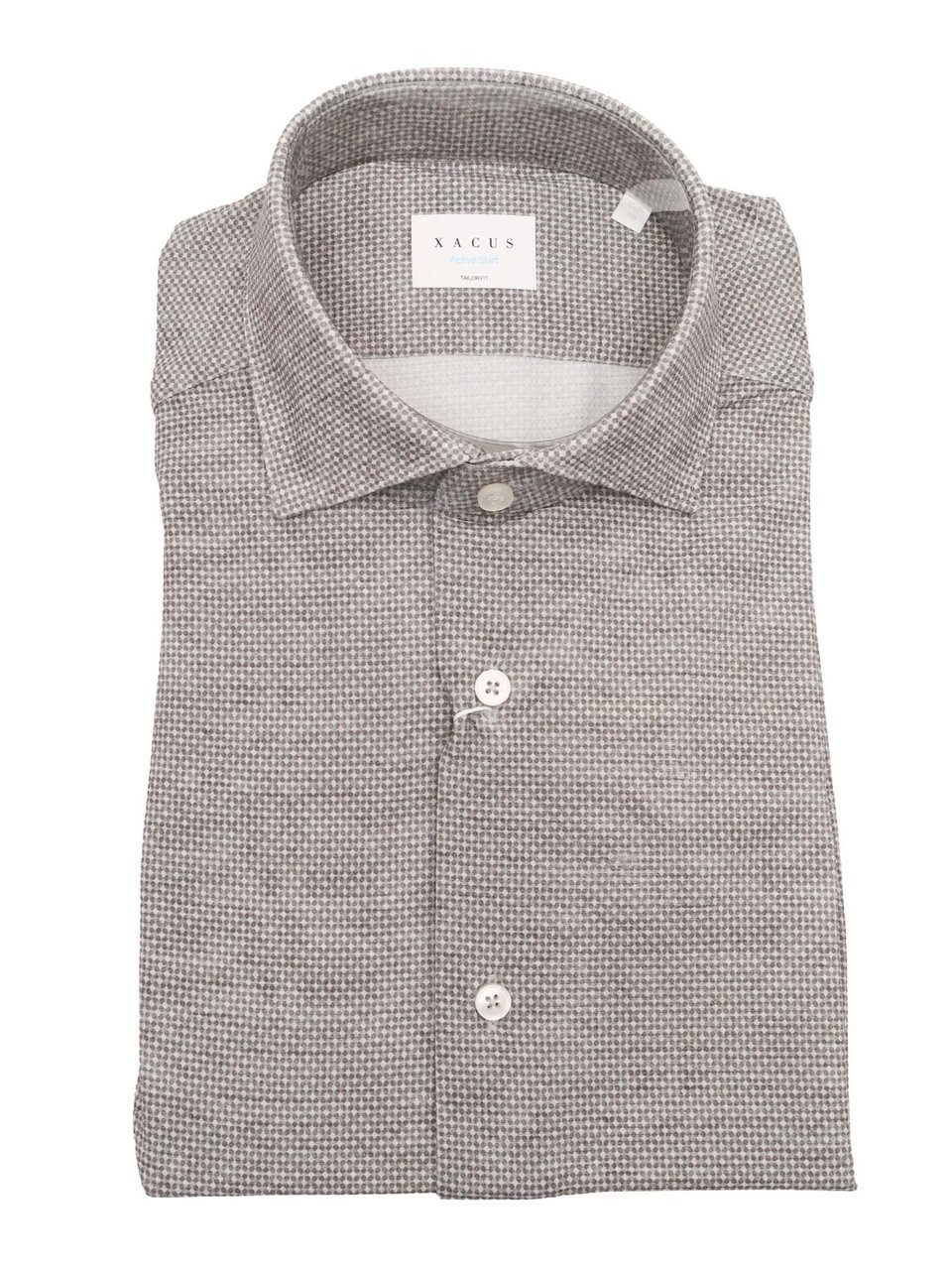 Xacus Checkered Casual Shirt with Classic Collar and Button Front Grijs
