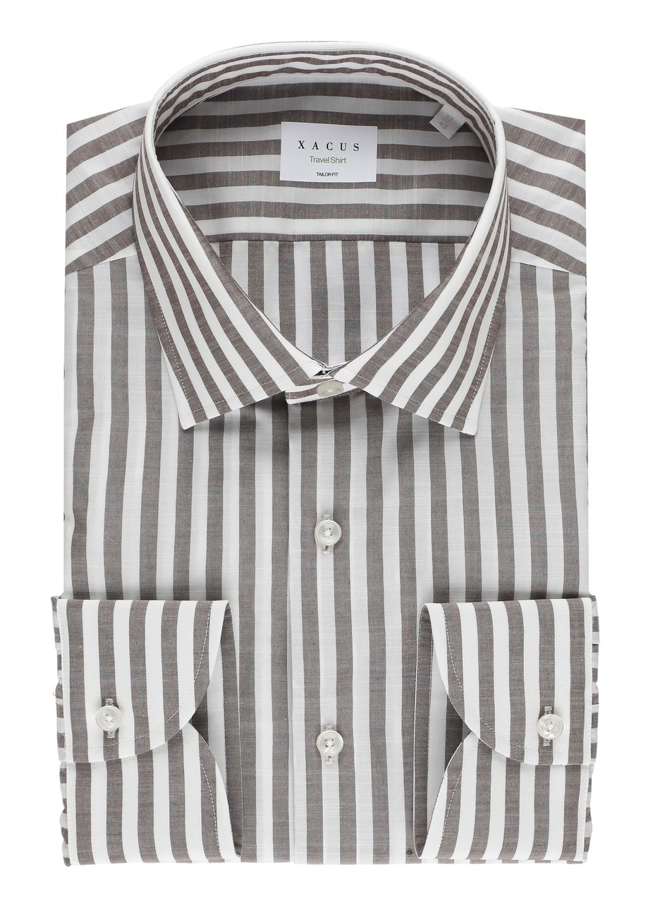Xacus White Striped Travel Casual Shirt Grijs