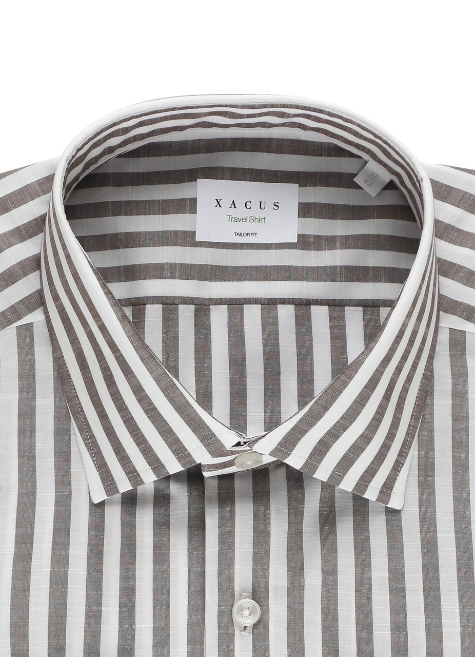Xacus White Striped Travel Casual Shirt Grijs