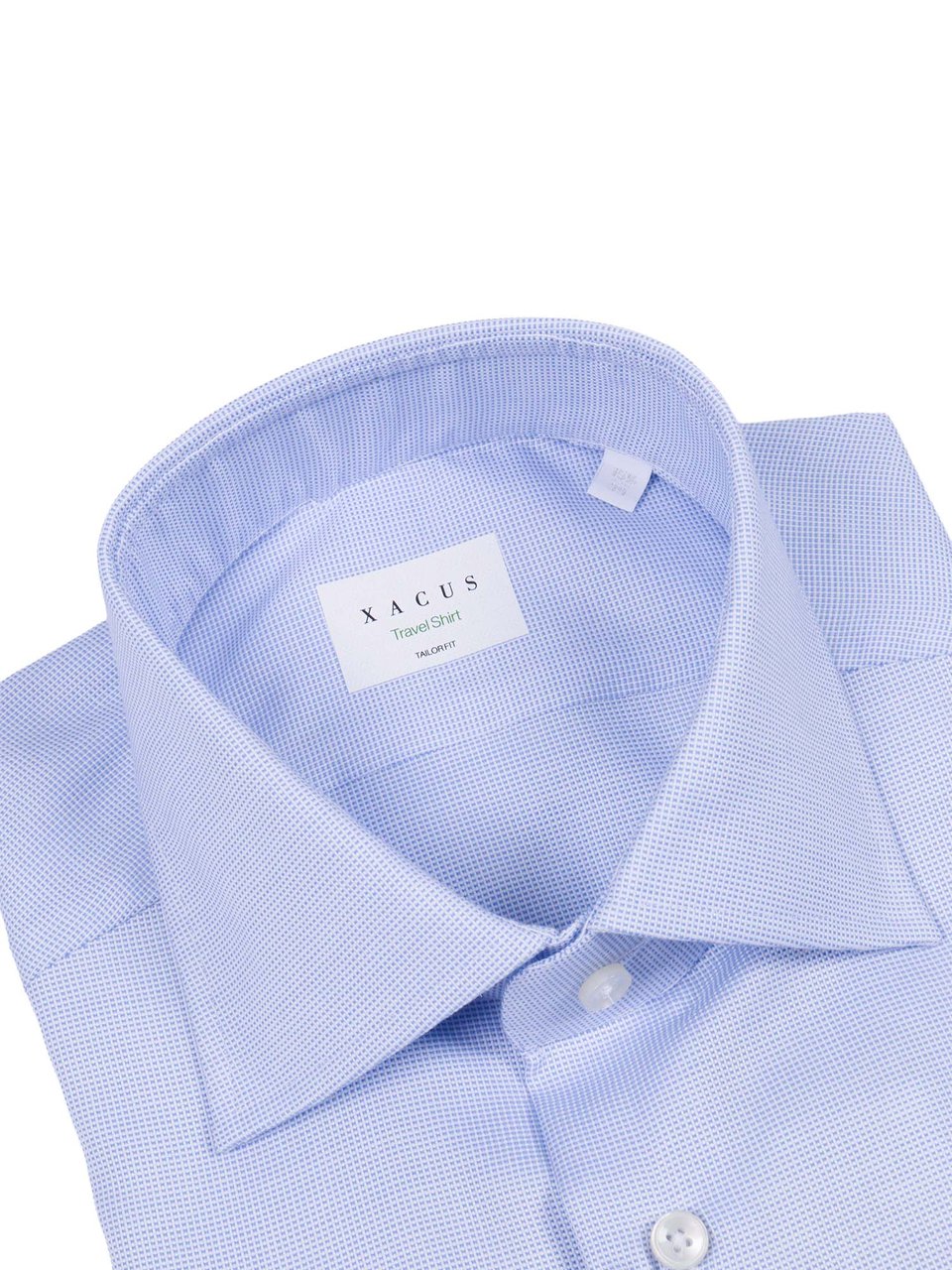 Xacus Light Blue Micro Check Shirt Blauw