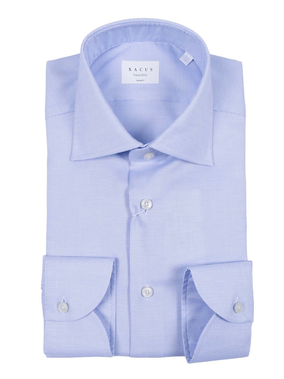 Xacus Light Blue Micro Check Shirt Blauw