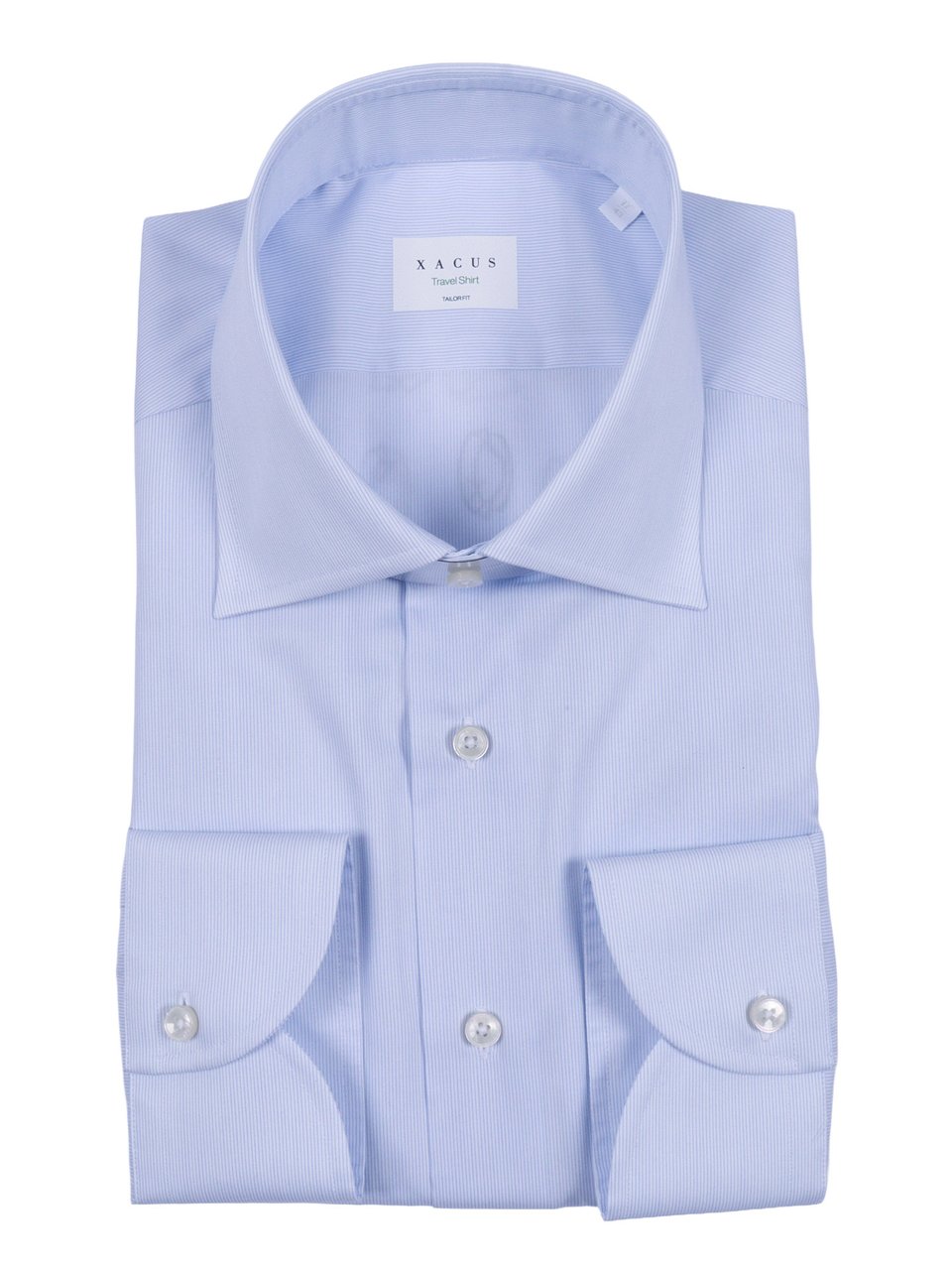 Xacus Blue Structured Fine Stripe Shirt Blauw