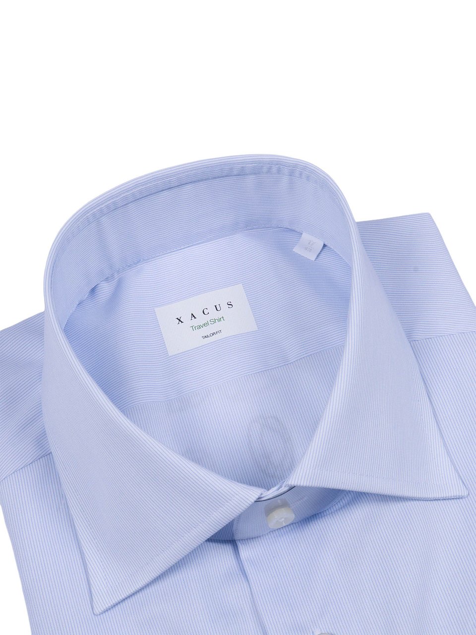Xacus Blue Structured Fine Stripe Shirt Blauw