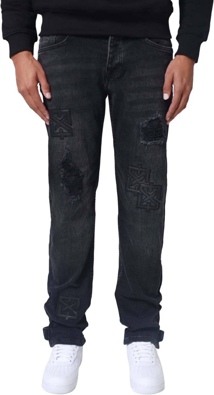 XPLCT Studios Patch Jeans | Dark grey Grijs