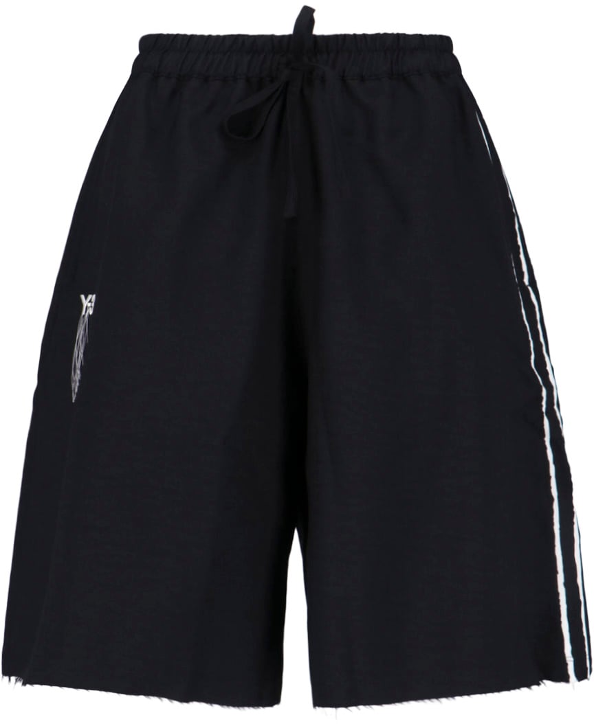 Y-3 Sports Shorts In Black Recycled Fabric, Elasticated Mid-Rise Zwart