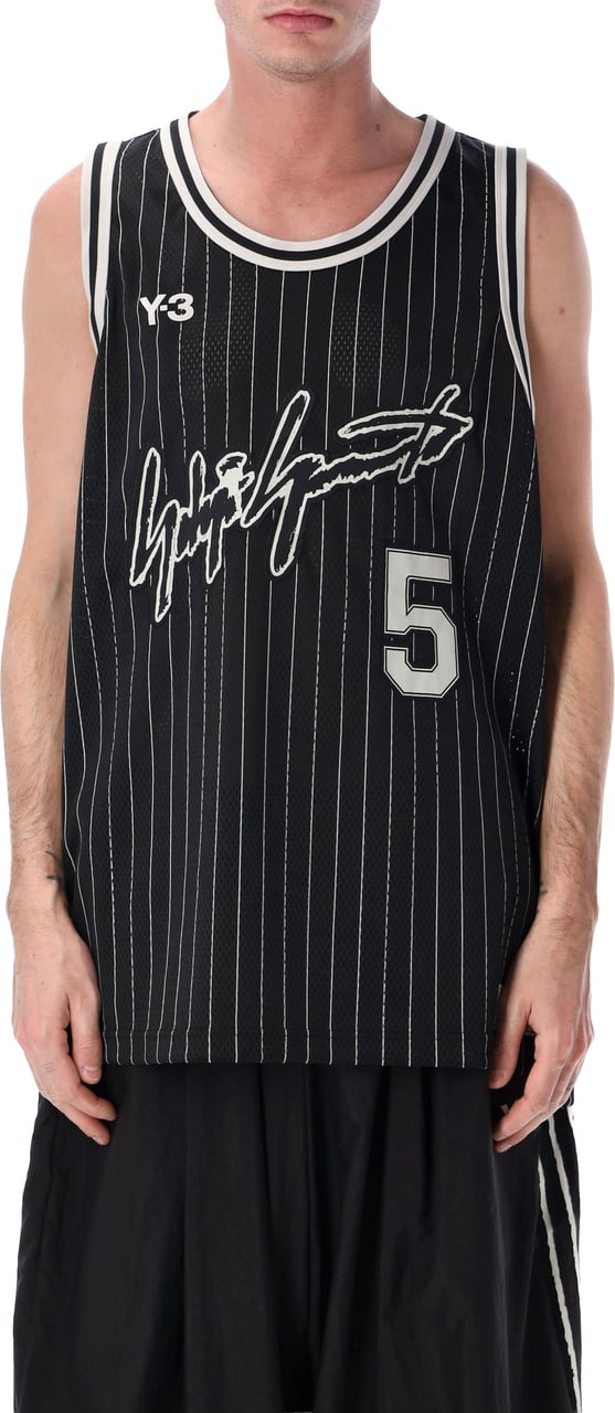 Y-3 Edwards Vertical Pinstripes Mesh Tank Top Zwart