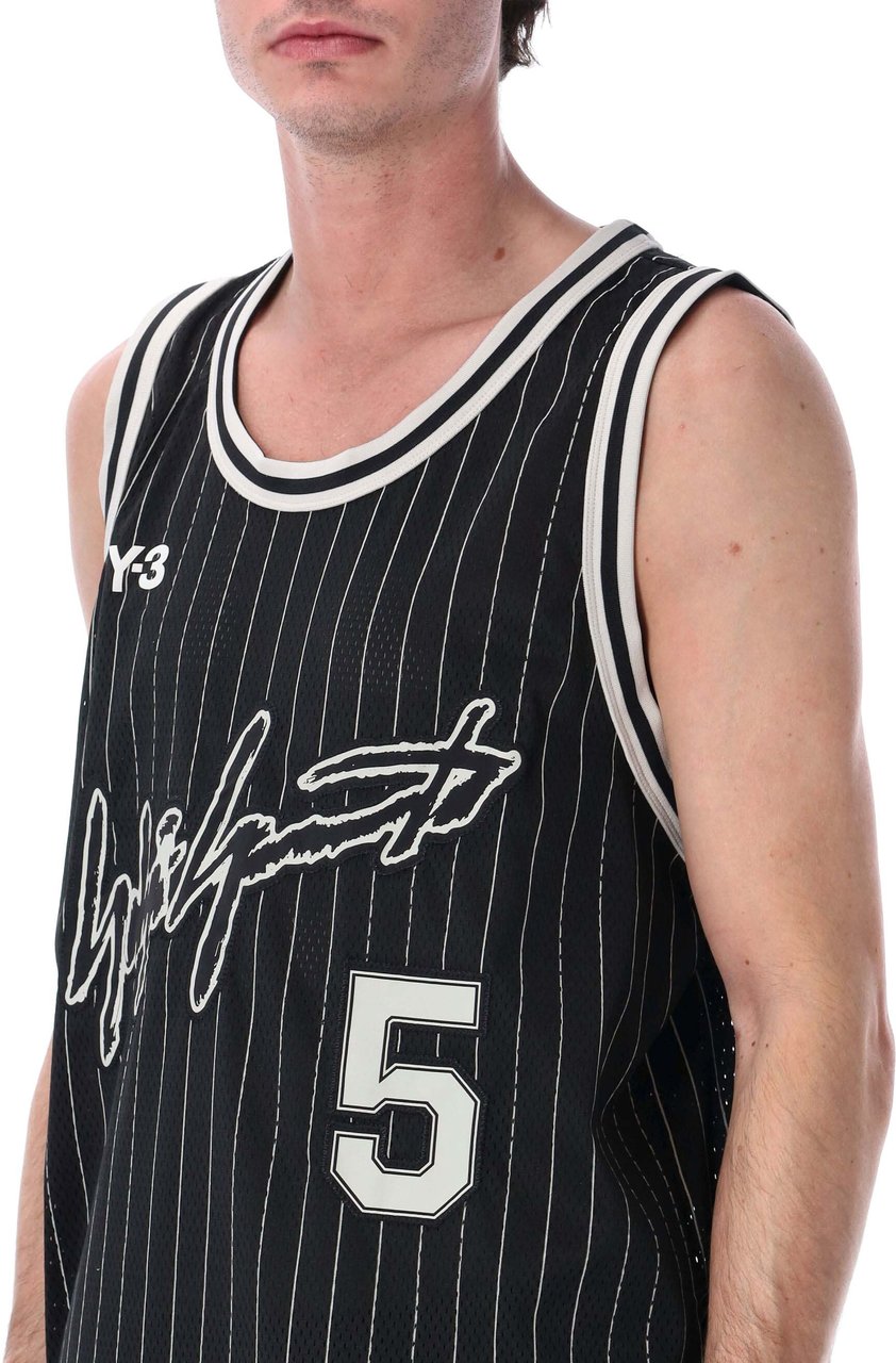 Y-3 Edwards Vertical Pinstripes Mesh Tank Top Zwart