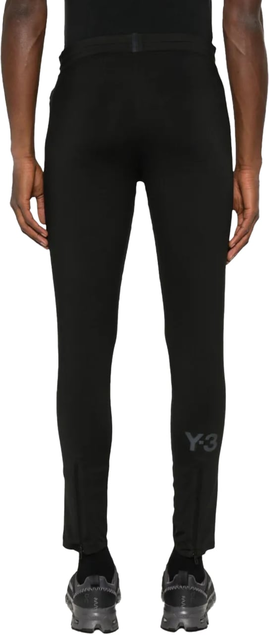 Y-3 Run Tights Logo Printed Running Leggings Zwart