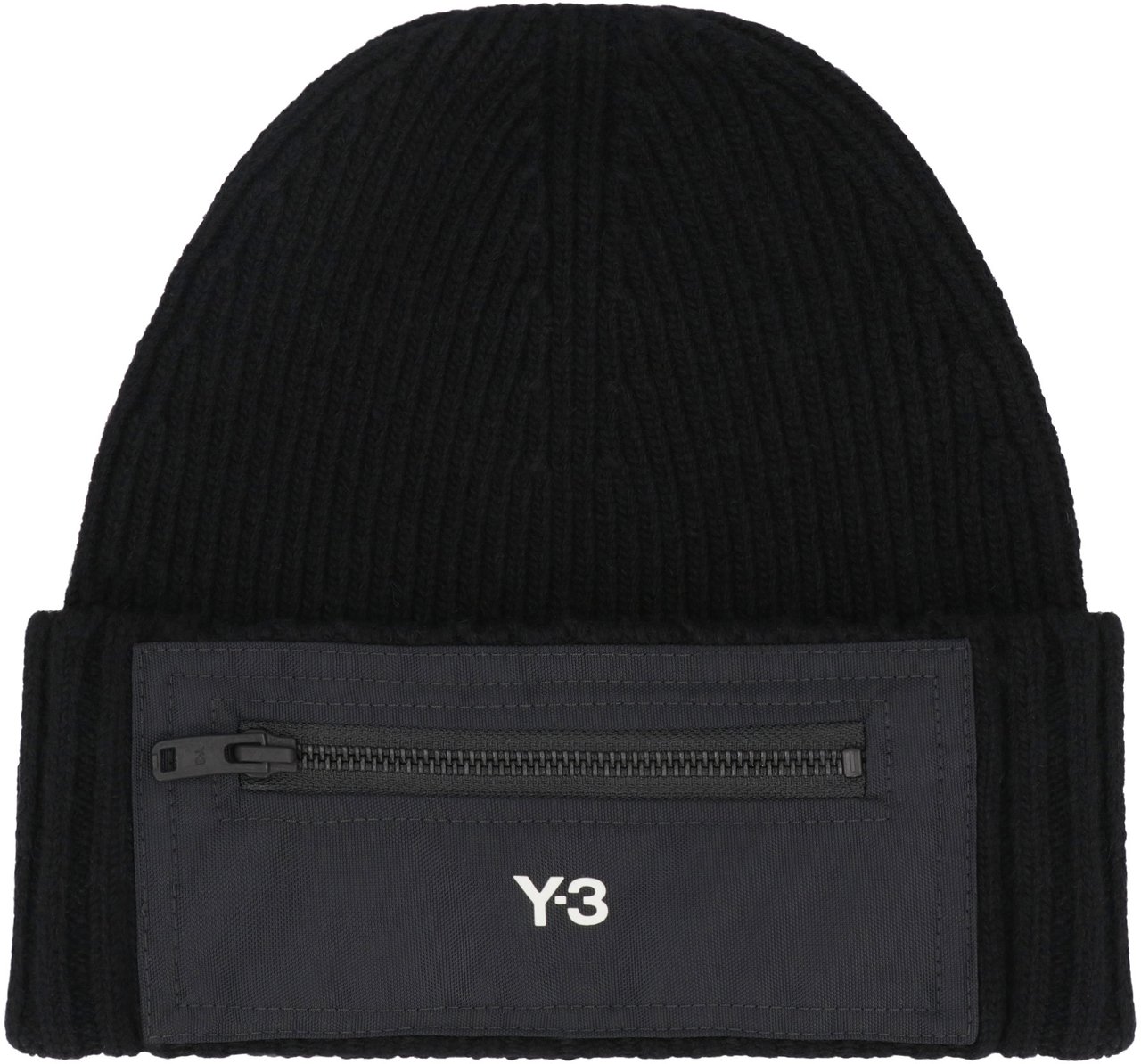 Y-3 Beanie Ribbed knit beanie Zwart