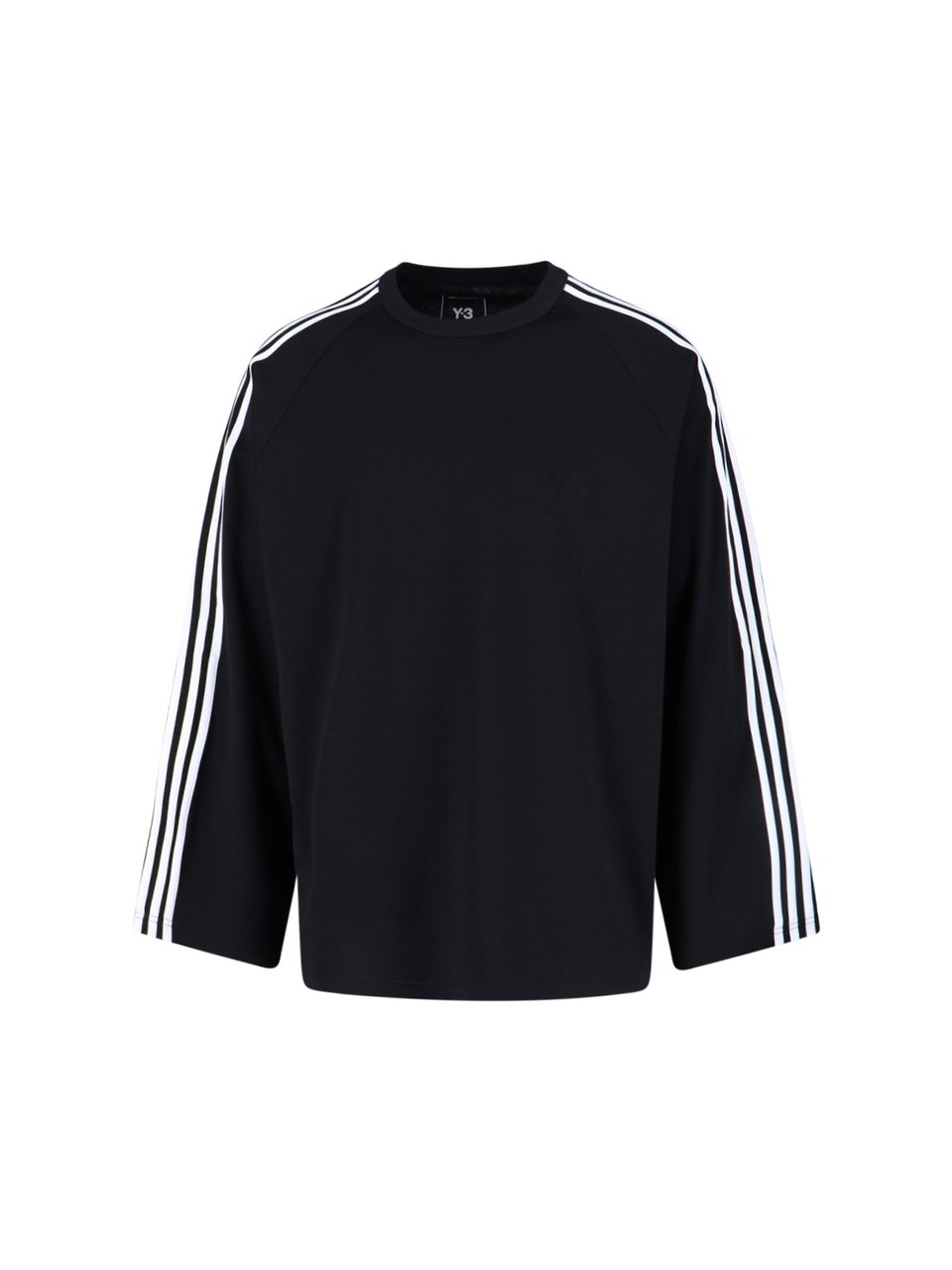 Y-3 Logo T-Shirt, In Black Fabric, Crew Neck Zwart