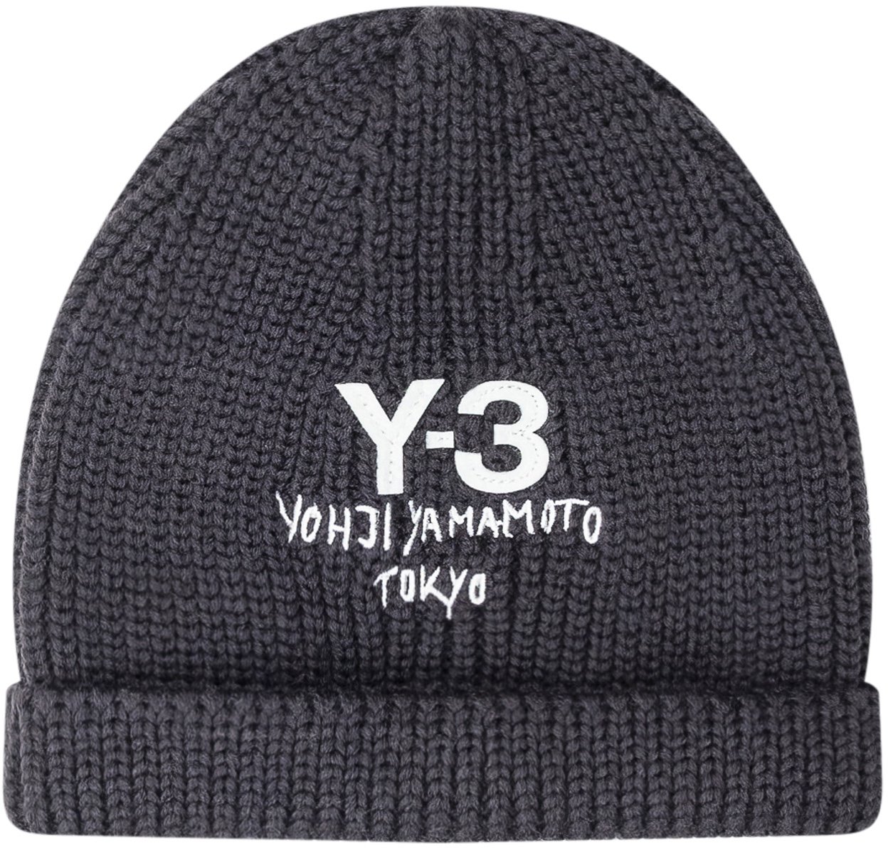Y-3 Y-3 Beanie Nero Logo Yohji Yamamoto Donkergrijs