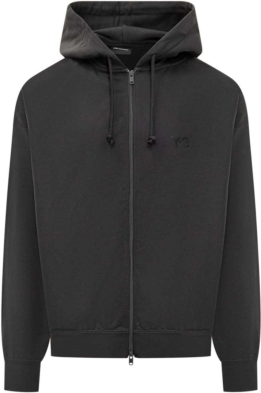 Y-3 Felpa con cappuccio e zip nera Y-3 Donkergrijs