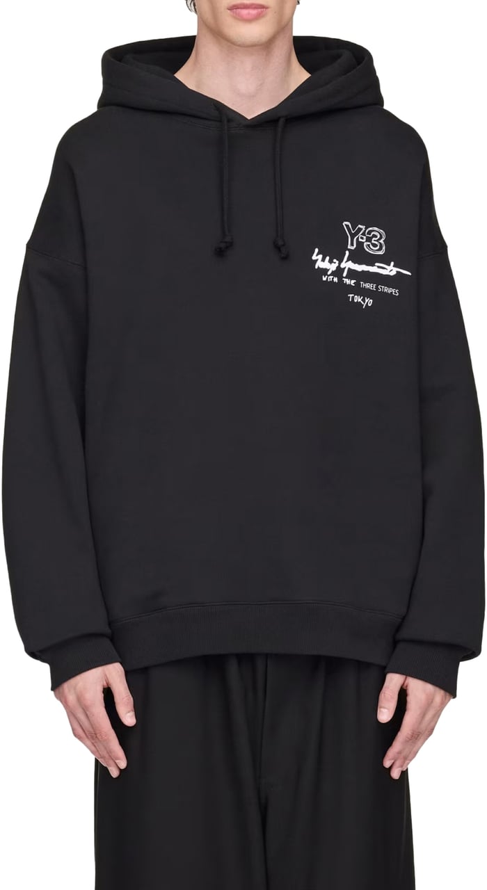 Y-3 Merch Graphic Logo Hoodie Zwart