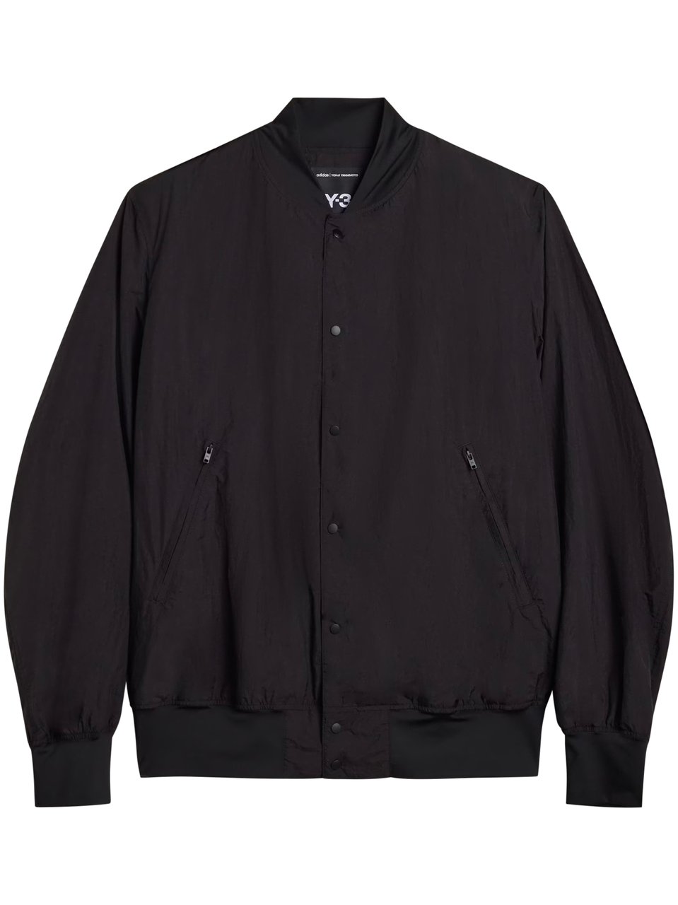 Y-3 Black College Jacket with Smooth Finish Zwart