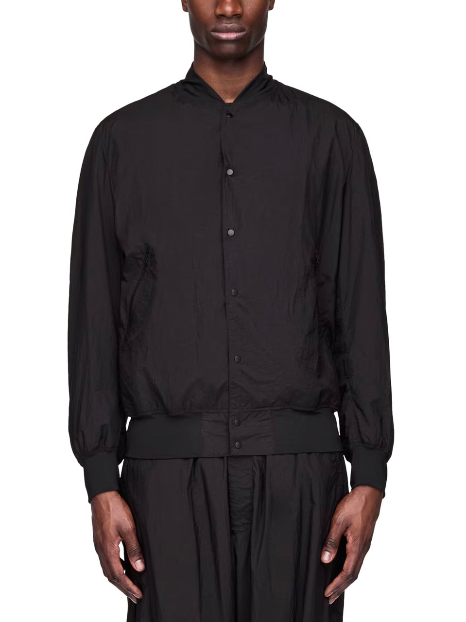 Y-3 Black College Jacket with Smooth Finish Zwart