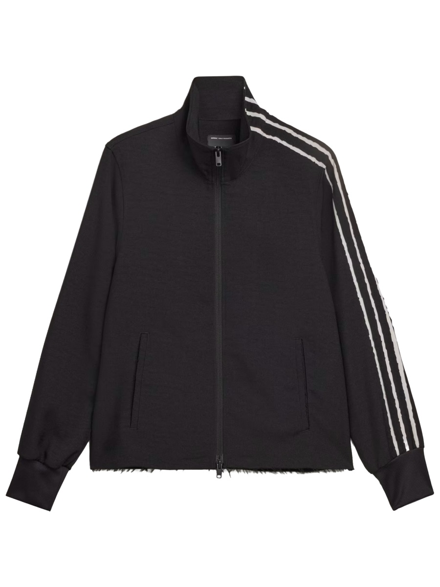 Y-3 High Collar Front-Zipper Sweatshirt with Striped Detail Zwart