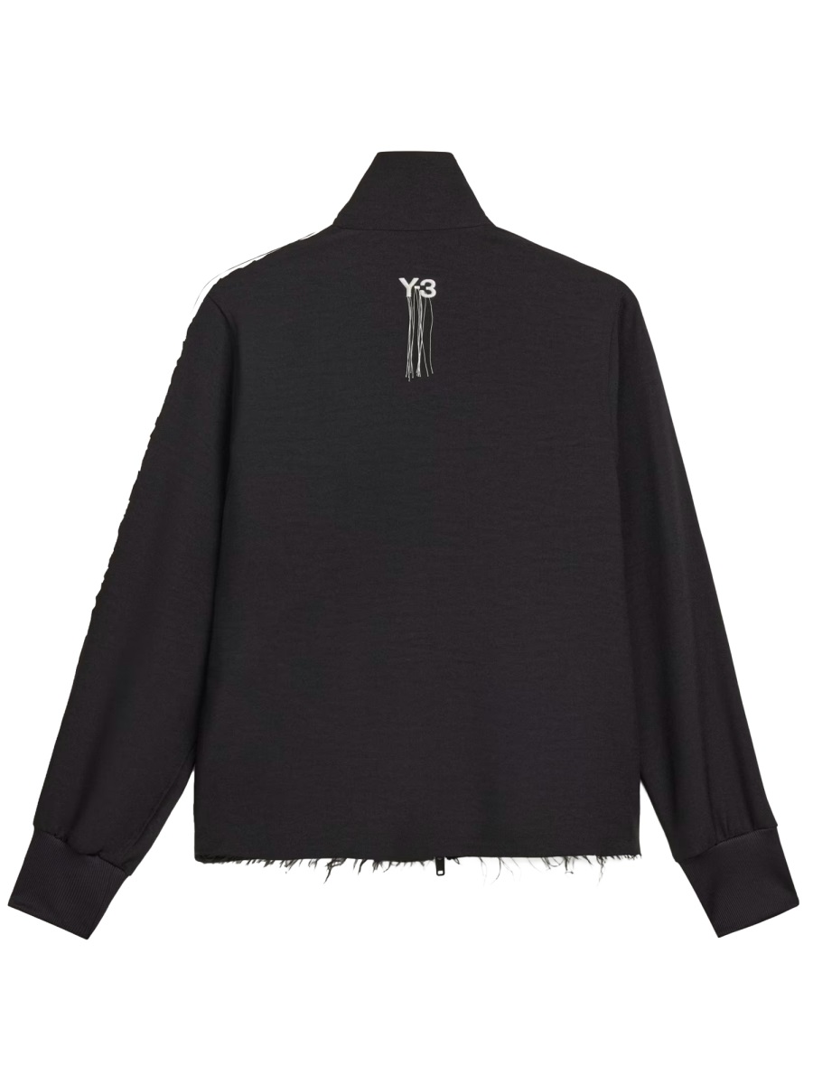 Y-3 High Collar Front-Zipper Sweatshirt with Striped Detail Zwart