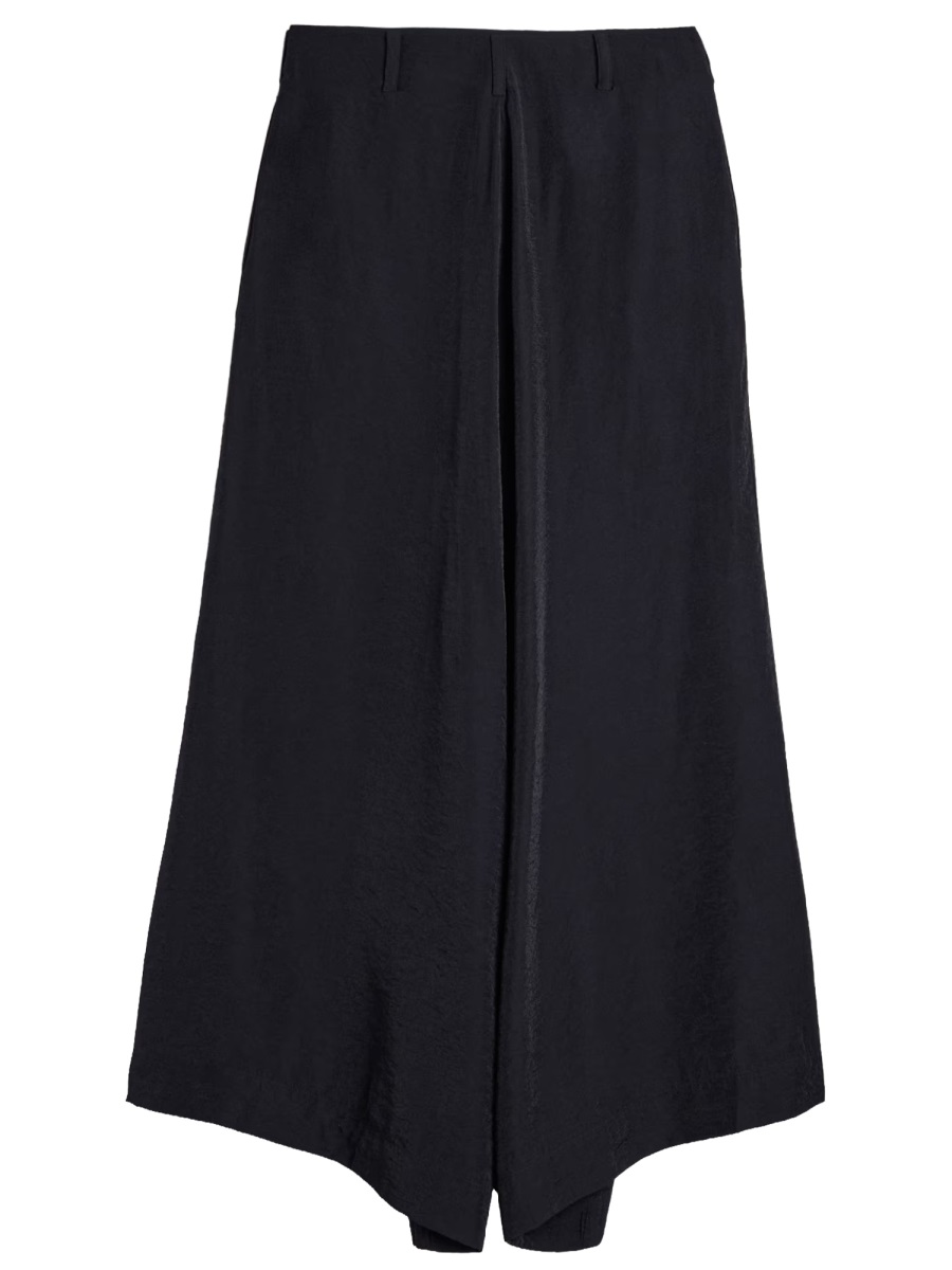 Y-3 Neutrals Wide-Leg Front Zipper Viscose-Blend Pants Zwart