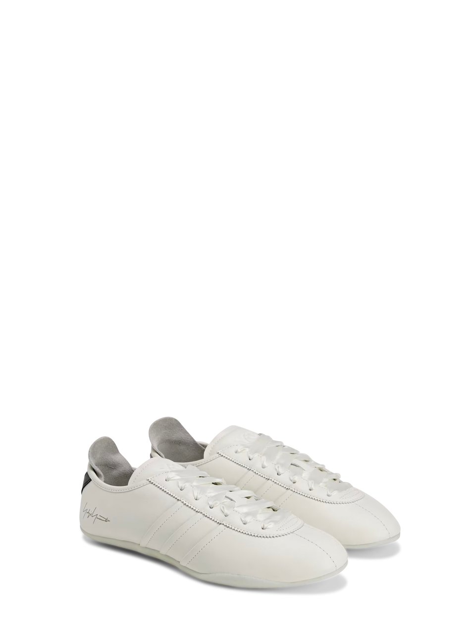 Y-3 White Leather Sneakers with Subtle Textile Accents Wit