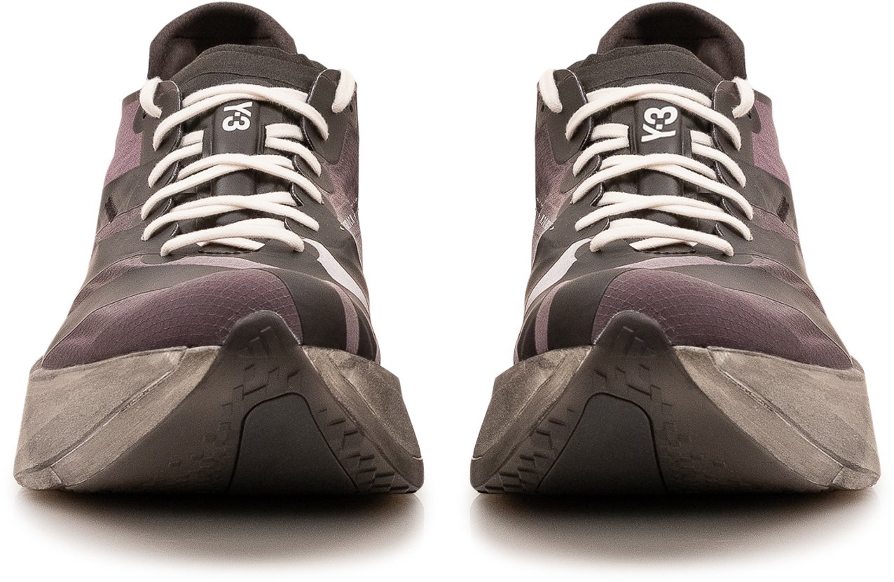 Y-3 Sneakers Basse con Bande Diagonali Grijs