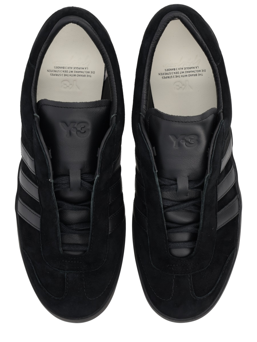 Y-3 Gazelle Black Leather Embossed Sneakers Zwart