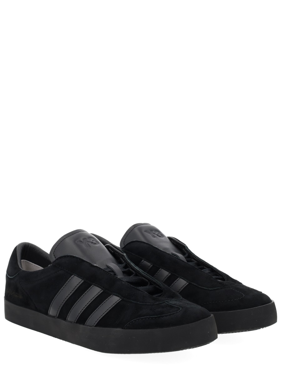 Y-3 Gazelle Black Leather Embossed Sneakers Zwart