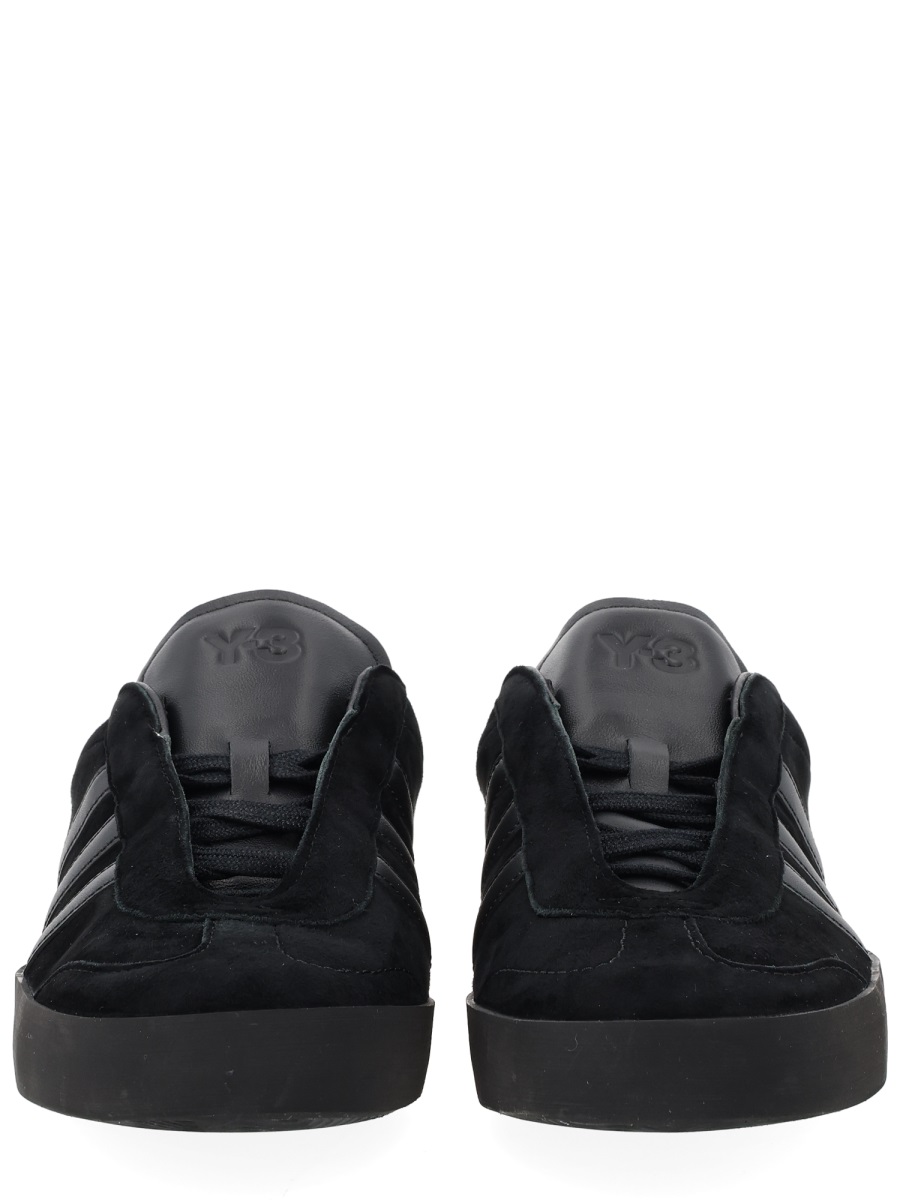 Y-3 Gazelle Black Leather Embossed Sneakers Zwart